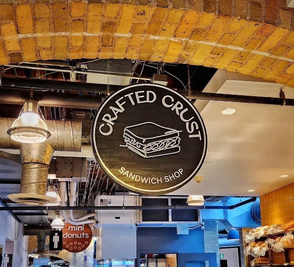 Crafted Crust counter inside The Forks Market — gourmet sandwich bar in downtown Winnipeg